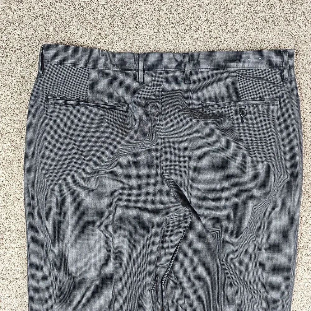 J Crew Pants Mens 34x29 Black Grid Check Bedford Slim Tapered Lightweight Cotton